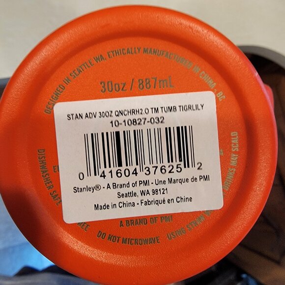 Stanley 30 oz Quencher H2.0 Tumbler w Handle & Lid, Tiger Lily, No Straw Branded - Picture 10 of 11